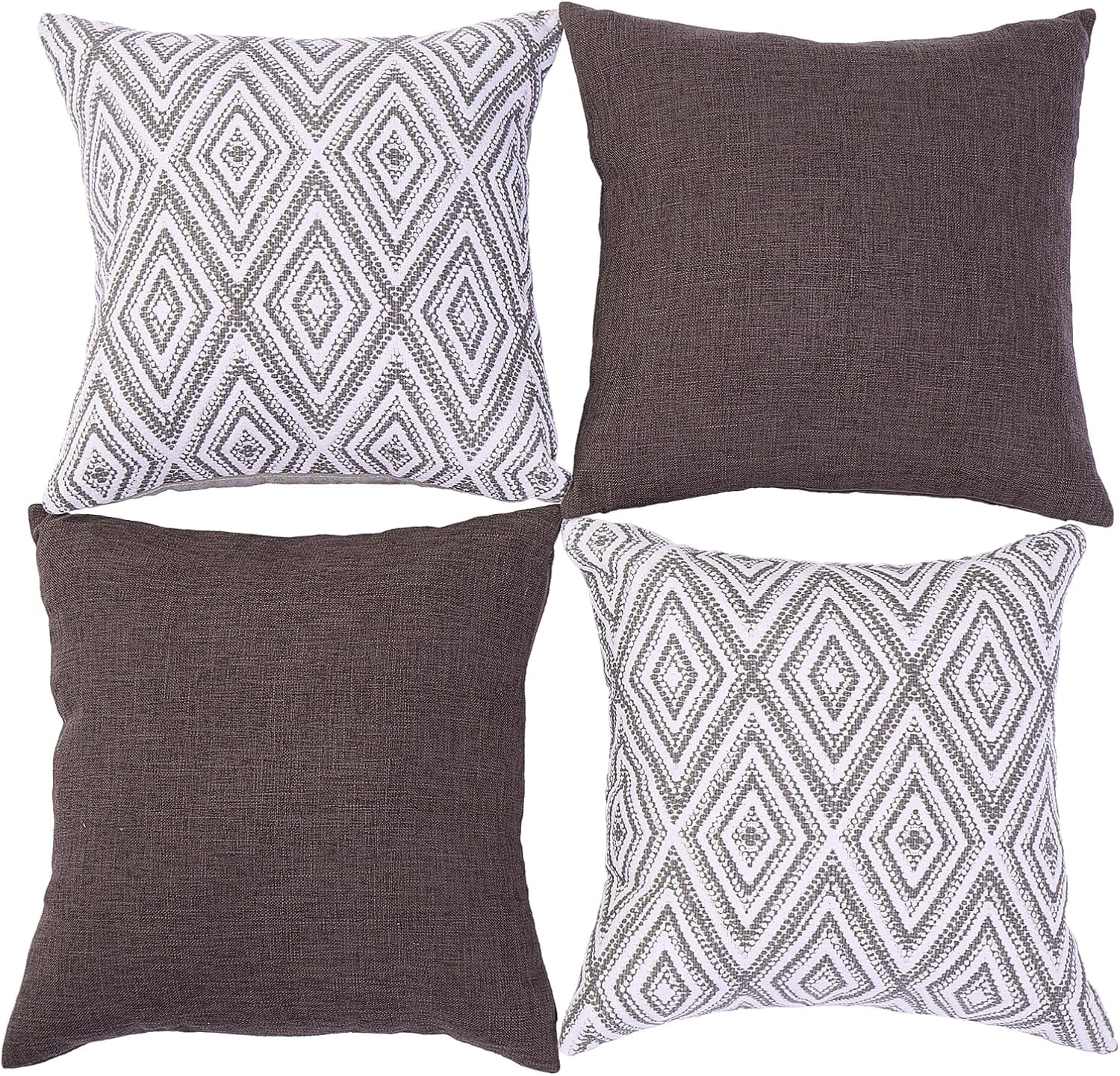 SUSIELADY Throw Pillow Covers Set of 4, 20"x20" Linen Decorative Square Couch Sofa Cushions, Accent Home Decor, Living Room, Bedroom, Chair, Chocolate