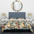 thumbnail image 3 of Designart "Reflecting Urban Scenes IV" Multicolor Geometric Bedding Covert Set - Modern & Contemporary Bed Set With 2 Shams, 3 of 5