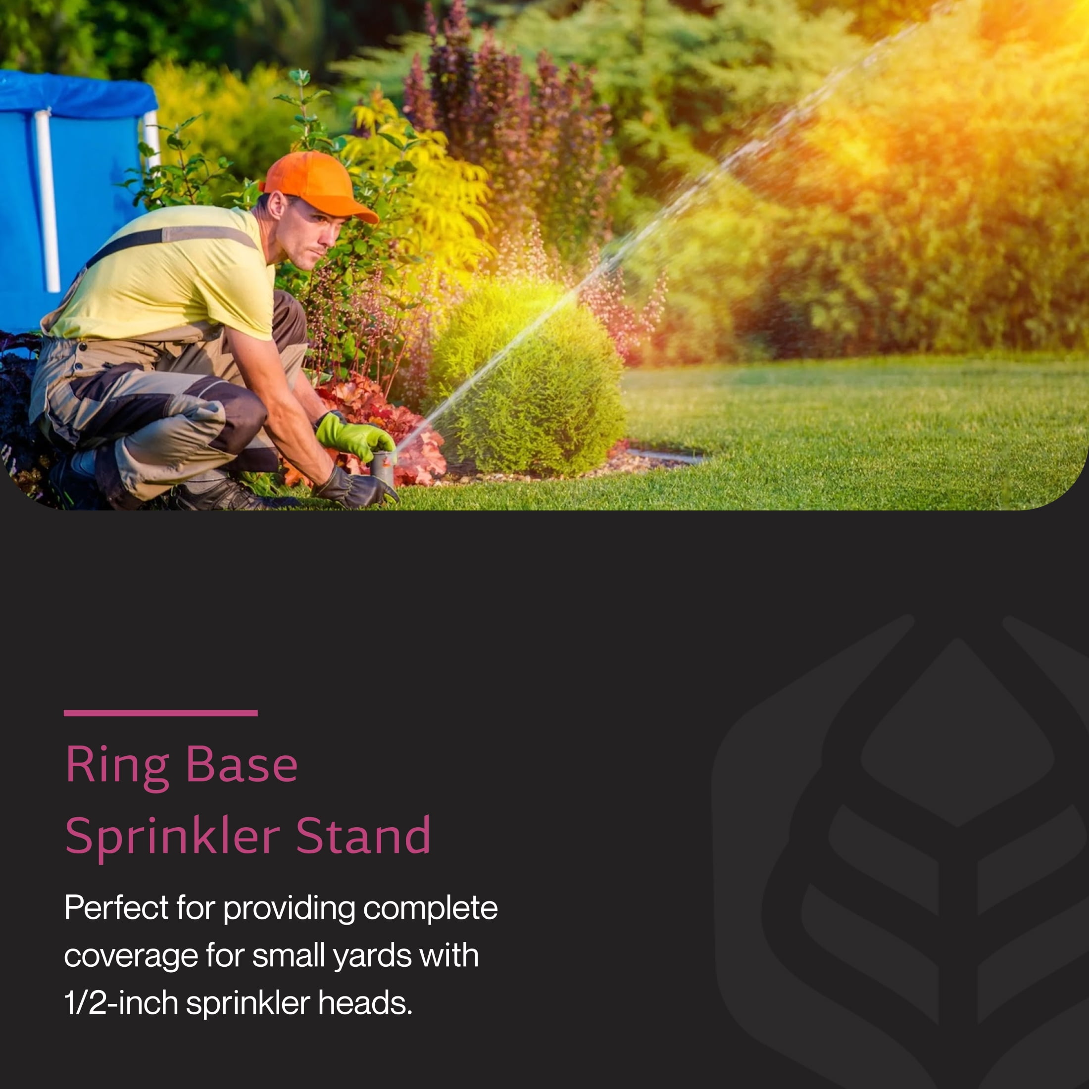 Yard Butler RB-13 1/2-Inch Lawn Sprinkler Stand, Adjustable Metal Ring Base Sprinklers for Yard, Easy Base Stand for Garden Sprinklers for Large Areas