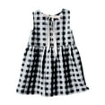 thumbnail image 5 of Girl's Plaid Linen Dress Pleated Sleeveless Casual Summer Dresses Bow Tie Back Crew Neck Tank Sundress (11 Years, Black), 5 of 7