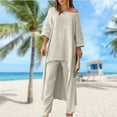 thumbnail image 2 of Haut à Manches Longues pour Femmes+pantalon de Survêtement Femme en Lin de Coton, 2 of 9