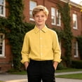 thumbnail image 2 of JAJAHO Tween Dress Shirts Boys And Girls Plain Long Sleeve Button Down Shirts, Sizes 9-16Y, 2 of 7