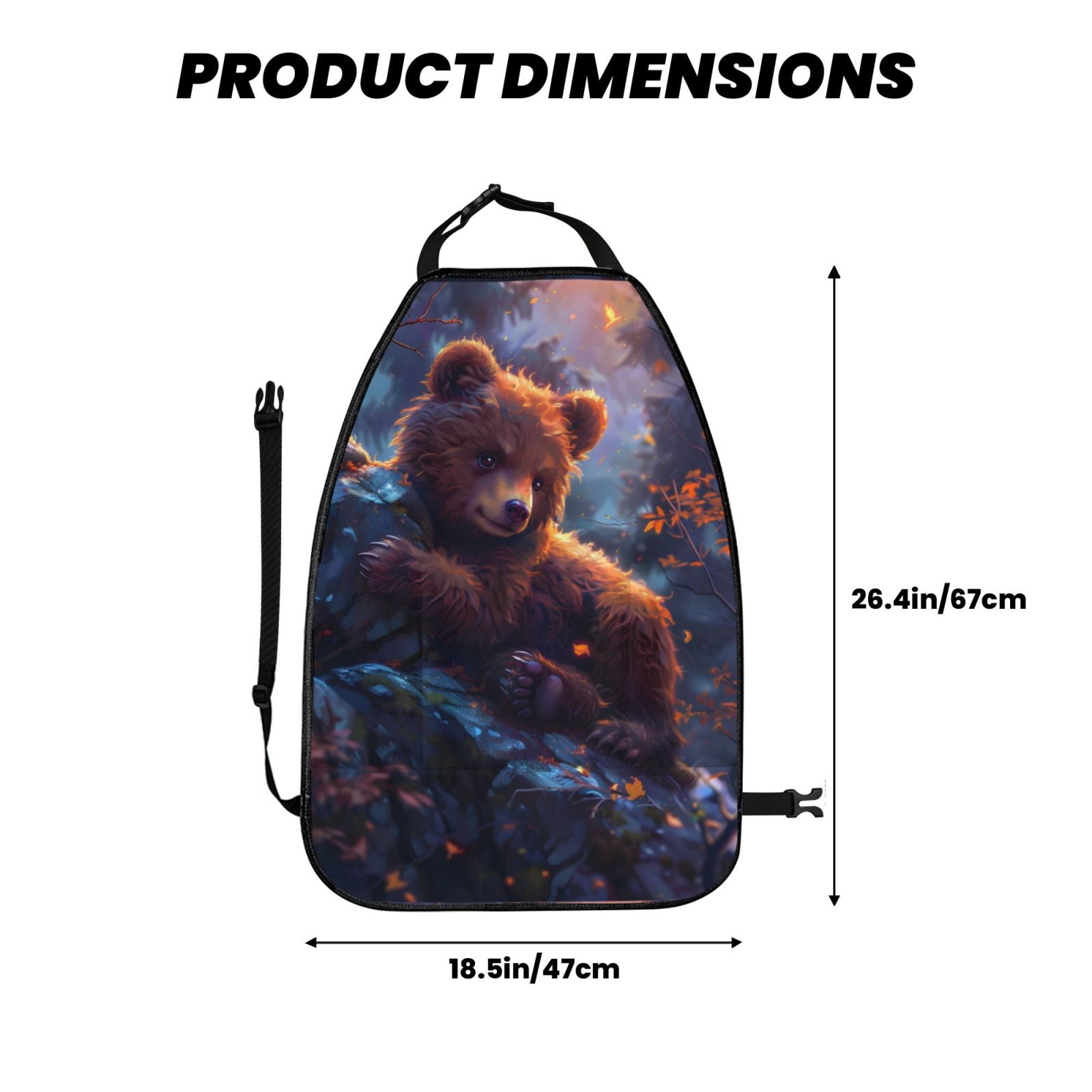 Xecao Lazy Stone Bear Pattern Car Seat Back Protector 2 Pack Large Capacity Pocket, Kick Mats Back Seat Protector