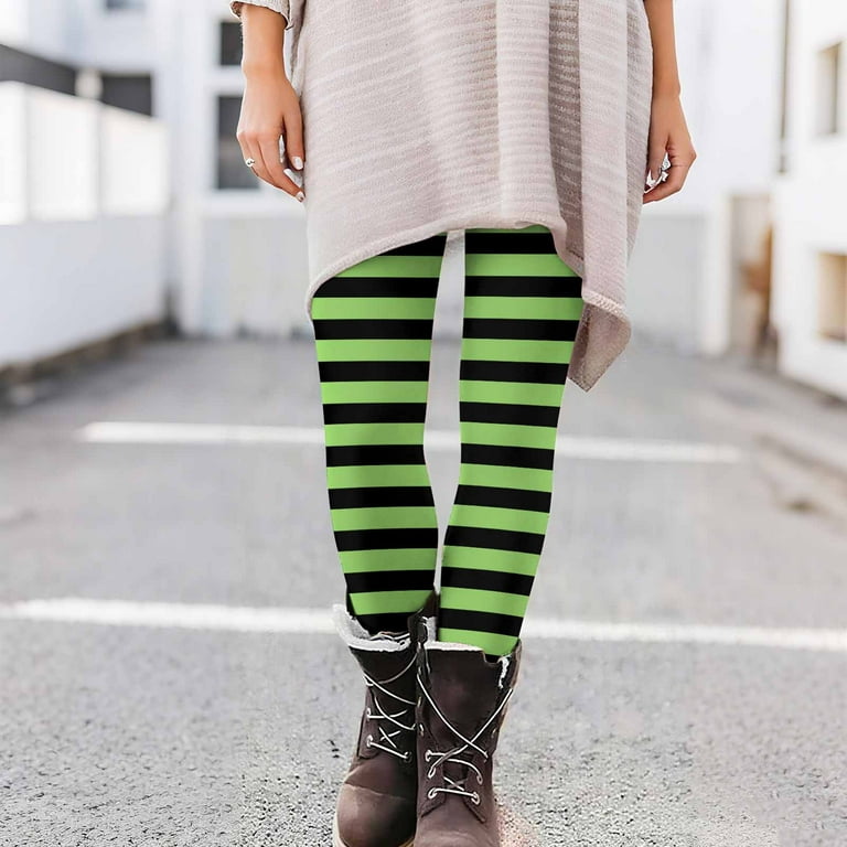 Plus Size Striped Leggings for Women Funny High Waist Stretchy
