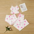 thumbnail image 2 of ZQUUVOU Women's Pajamas 3 Piece Sets Knit Ribbed Heart Print Camisole Shorts and Long Pants Soft Sleepwear Pink, 2 of 4