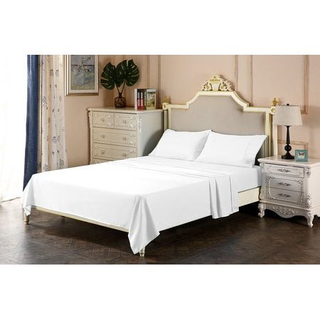 - 1800 Series Brushed Microfiber Attached Waterbed Sheet Set WITH POLE INSERT 10 Inch Deep Pocket King / Cal King Size - Wrinkle, Fade, - Hypoallergenic - Solid White