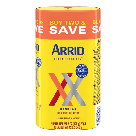 Arrid XX Extra Dry Antiperspirant Deodorant, Regular, Twin Pack (two 6oz. cans) Packaging May Vary
