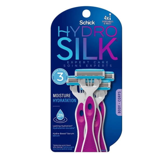 Hydro Silk 3 Blade Disposables Razors, Pack of 4