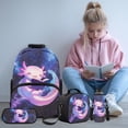 thumbnail image 2 of KUIFORTI Axolotl Reading Lightweight Elementary Backpack 4Pcs Set with Lunch Bag Pencil Pouch for Kids Boys Girls Back to School Supplies Gift, 2 of 7