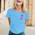 thumbnail image 2 of Yuncity Womens Shirts Awareness Month Graphic Tee Cancer Awareness Casual Crew Neck Pink Ribbon Print Top For Women Soft Blend T-Shirts Size Xl Blue, 2 of 5