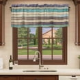 thumbnail image 6 of Brown Teal Home Curtain Valances for Windows, Kitchen Valance Window Treatments Panel 2 Pack, Vintage Farmhouse Retro Wooden Rod Pocket Short Curtains for Bathroom Bedroom 54 x 18 Inch, 6 of 8