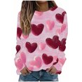 thumbnail image 2 of BVOFAR T-Shirts à Manches Longues Col Rond pour Femmes Imprimé Cœur Mignon Décontracté Grande Taille Tops Confortables 2025, 2 of 5