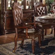 ACME Vendome Dining Arm Chair in PU and Cherry (Set of 2)