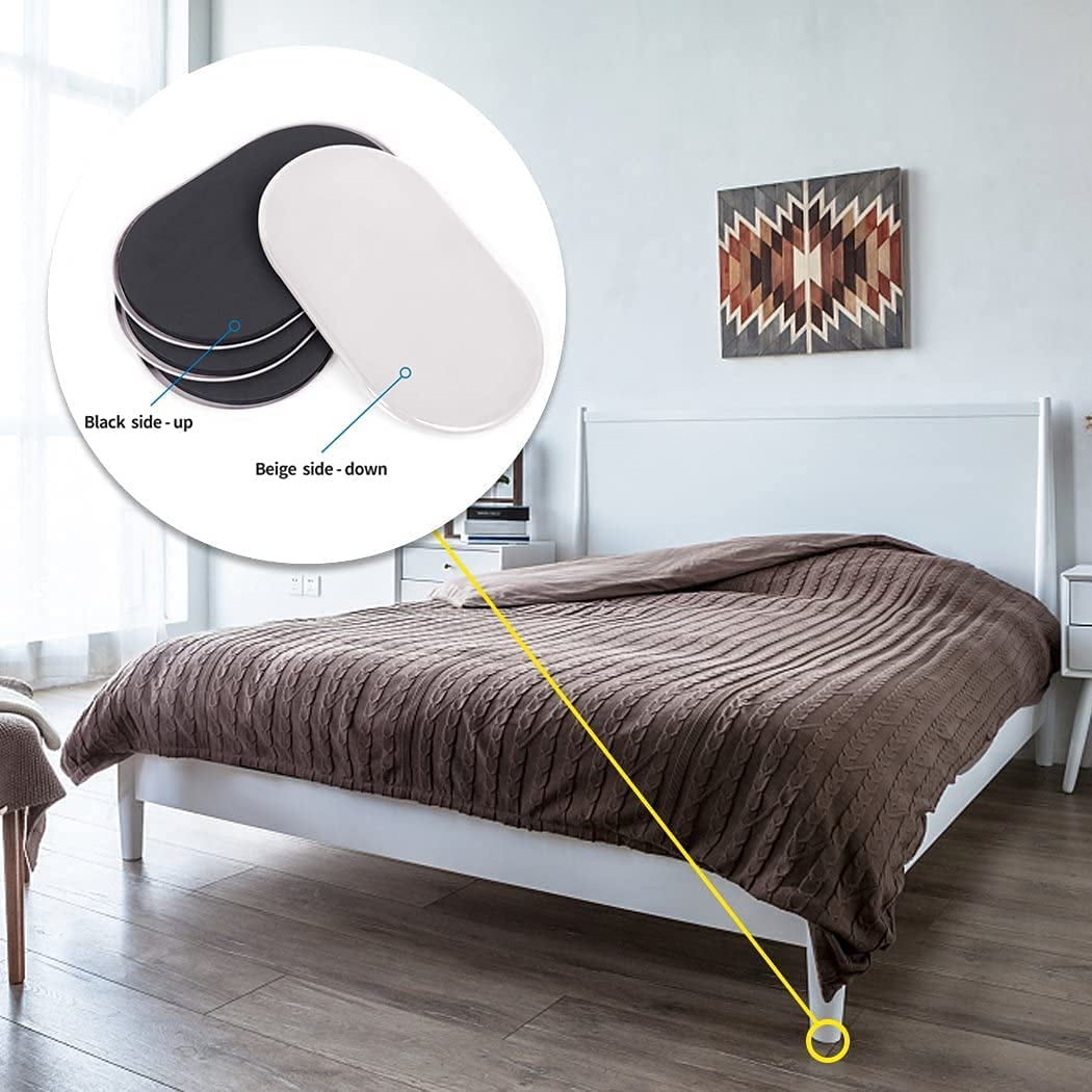 Reusable Large Furniture Sliders for Carpet, Furniture Movers Sliders, Carpet Movers Oval Heavy Duty Sofa Bed Table Desk Movers for Carpet –Quickly and Easily Move Any Item, Black (8 Pack)