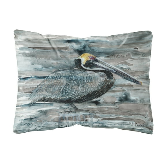 Carolines Treasures 8946PW1216 Pelican in Grey Canvas Fabric Decorative Pillow , 12H x16W, multicolor