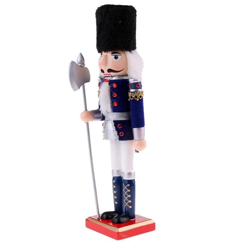 MagiDeal 30cm Wooden Fluffy Nutcracker Soldier Figures Xmas Home Decor Red 