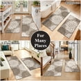 thumbnail image 2 of MeyJey Kitchen Rug 2 PCS Set, 24”x36+24”x59” Non Slip Machine Washable Rug Floral Decor Kitchen Floor Mats for in Front of Sink, Brown, 2 of 9