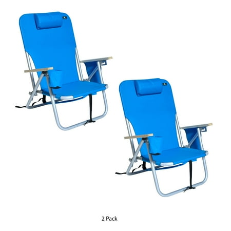 Deluxe 4 pos Aluminum Backpack Chair with Drink Holder/Dry Cell Pouch - 2 Chairs