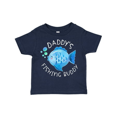 Inktastic Daddy s Fishing Buddy with Cute Blue Fish Boys or Girls Toddler T-Shirt