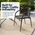 thumbnail image 5 of Flash Furniture 28'' Square Glass Metal Table with Black Rattan Edging and 2 Black Rattan Stack Chairs, 5 of 13