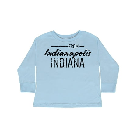 

Inktastic From Indianapolis Indiana in Black Distressed Text Gift Toddler Boy or Toddler Girl Long Sleeve T-Shirt