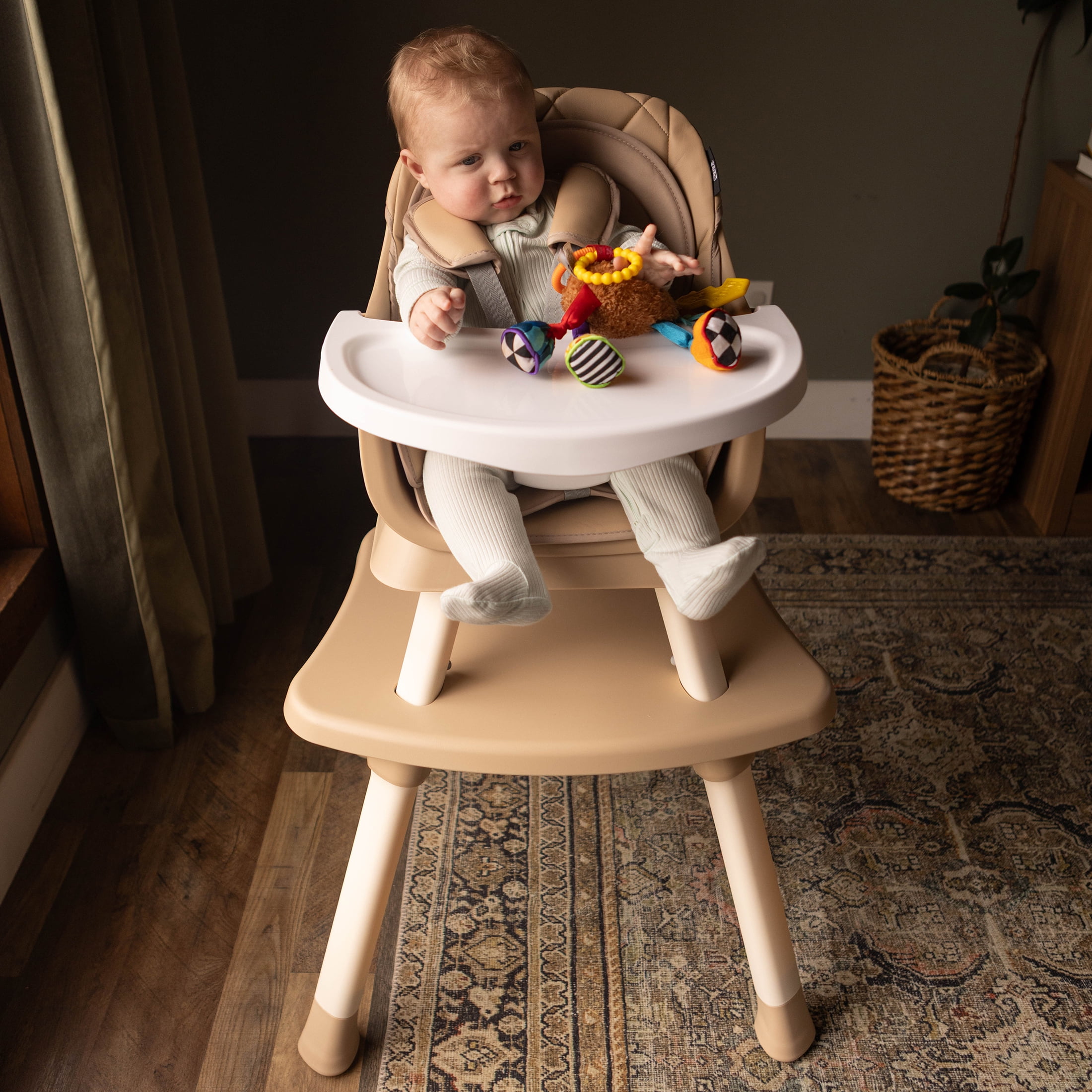 HARPPA Baby High Chair, 8 in 1 Convertible Highchair for Babies & Toddlers, Khaki