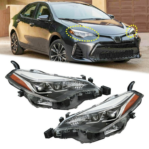 Fit for 17-19 Corolla SE XSE Headlight Headlamp Housing Assemblies (2-Pcs, without Bulbs)