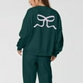thumbnail image 6 of felwors 2 Piece Lounge Sets for Women Fall Sweatsuits Bow Print Long Sleeve Crew Neck Wide Leg Sweatpants Matching Tracksuit Green, XL, 6 of 6