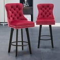 thumbnail image 2 of Modern Swivel Bar Stools with Velvet Upholstery & Button Tufted Design - 360° Rotation, Sturdy Footrest, Red Counter Stools for Kitchen Island, Bistro, Home Bar, 2 of 9