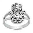thumbnail image 1 of Oxidized Sterling Silver Hand Of Hamsa Solitaire Ring, 1 of 3