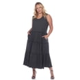 thumbnail image 1 of PS315-04-2X Charcoal Plus Size Scoop Neck Teired Midi Dress 2X, 1 of 1