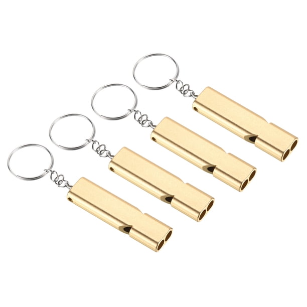 Uxcell 4Pcs Silbato de Supervivencia Silbatos de Doble Tubo Súper Ruidosos para Exterior Oro
