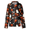 thumbnail image 5 of Halloween Cute Goast Pumpkin Collared Button Down Long Sleeve Shirts for Women Loose Fit Casual Blouses Lightweight Tops Autumn Daily Outfits,M,Ginger, 5 of 8