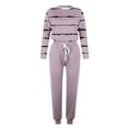 thumbnail image 3 of Gibobby Conjunto de sudadera y pantalones Conjunto de camiseta con cuello redondo y estampado de de manga larga para mujer, blusa superior y pantalones largos(Gris,XL), 3 of 5
