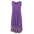 thumbnail image 1 of BJYX Robe Sans Manches Plissé Col Carré Imprimé Floral en Vrac Femmes Été Boho Robe Midi Courte Soirée Partie Plage Robe de Soleil, 1 of 6
