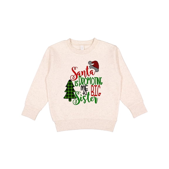 Inktastic Santa is Promoting Me to Big Sister Green Plaid Tree Toddler Sweatshirt