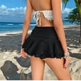 thumbnail image 5 of Women'S Mini Skirt Mesh Flowy Hem Y2K Skirts Multi-Layer Ruffle Trim Skort Black M, 5 of 9