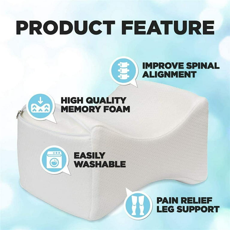 Cushy Form Knee Pillow for Side Sleepers - Standard Orthopedic Wedge Leg  Pillow for Sleeping and Hip & Lower Back Pain - Contour Memory Foam Cushion  for Pregnancy, Washable Cover & Travel