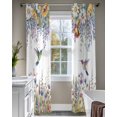 thumbnail image 4 of Watercolor Floral Sheer Curtains 84 Inch Length 2 Panels Set for Living Room/Bedroom, Spring Daisy Sunflowers Wisteria Hummingbird Kitchen Curtains Grommet Curtains Window Treatments 42"x84"x2, 4 of 7