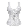 thumbnail image 4 of Aboser Women's Jacquard Shoulder Straps Corset Tops Lace Up Overbust Bustier Renaissance Court Push Up Crop Tops Waist Cincher, 4 of 4