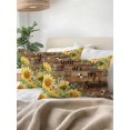 thumbnail image 2 of Outdoor Pillows Waterproof, Summer Sunflower Throw Pillows with Inserts Included, Vintage Floral Botanical Bee Brown Wooden Indoor Outdoor Decorative Lumbar Pillow for Bed/Couch/Patio 12"x20", 2Pcs, 2 of 8