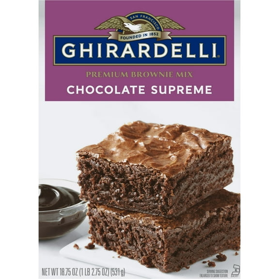 Ghirardelli Chocolate Supreme Premium Brownie Mix, Includes Chocolate Syrup, 18.75 oz Box, Pack of 4