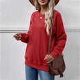 thumbnail image 4 of FAIWAD Women's Casual Round Neck Sweatshirts with Pockets Long Sleeve Solid Color Loose Pullovers Top, 4 of 5