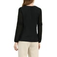 thumbnail image 4 of INSPIRE CHIC Women's Chiffon Blouse Keyhole Neck Patchwork Sleeve Elegant Work Top M Black, 4 of 9