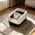 thumbnail image 4 of Open Top High Side Cat Litter Box, Semi-Enclosed Removable Pet Litter Tray, High-Sided Design Prevents Urine Leakage, Non-Stick, Easy to Clean, Indoor Cats Litter Pan, 4 of 6
