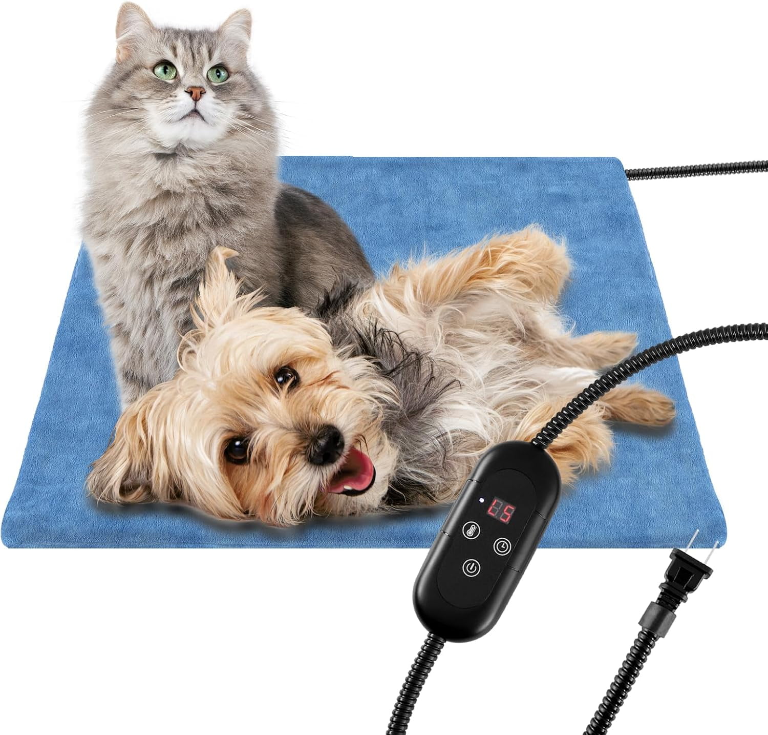 Pet Heating Pad for Dogs, Indoor Outdoor Waterproof Electric Heated Pad Mat for Cats with Chew Resistant Cord,5 Timer and 6 Level Temperature Pet Bed Warmer-23.6x35.4
