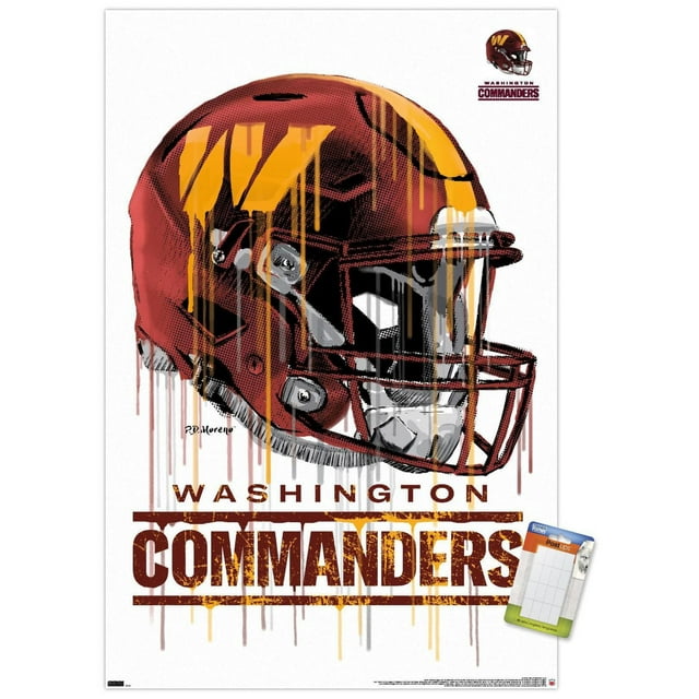 NFL Washington Commanders - Drip Helmet 22 Wall Poster, 14.725" x 22.375" Framed
