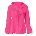 thumbnail image 4 of Summer Tops, Women'S Tops, Trendy Women Casual Long Sleeve V Neck Shirt Slim Fit Solid Button Ruffled Top for Everyday Wear, 4 of 5