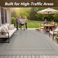 thumbnail image 5 of SIXHOME Outdoor Rugs 4'x6' Patio Rug Modern Bordered Indoor Outdoor Rugs Polypropylene Washable Non Shedding, Easy Clean, Waterproof, Durable Outdoor Carpet for Porch Balcony Deck Neutral Gray, 5 of 9