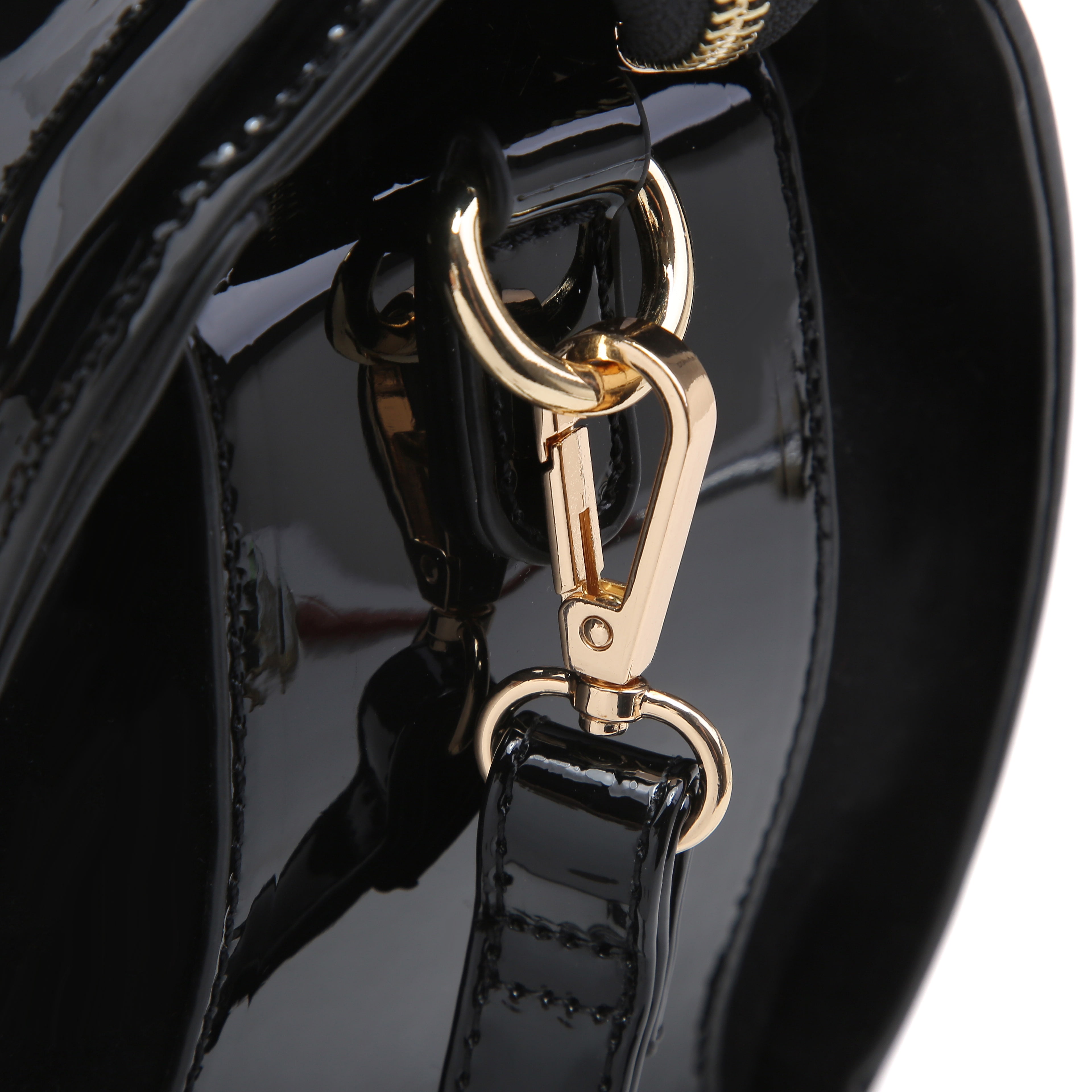 Shiny Patent Faux Leather Handbags Barrel Top Handle Purse Satchel Bag Shoulder Bag for Women